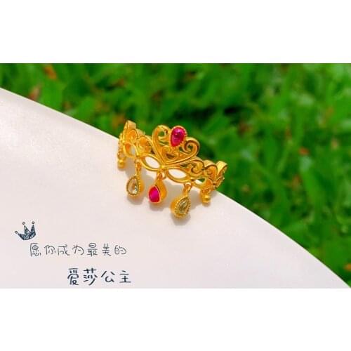 HX 24K Pure Gold Ring Real AU 999 Solid Gold Rings Elegant Shiny Heart Beautiful Upscale Trendy Jewelry Hot Sell New 2020