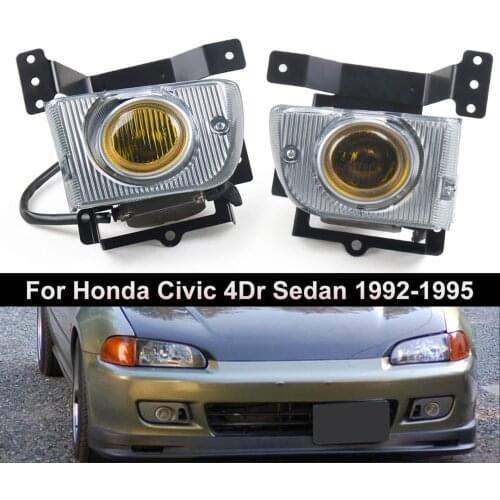 Halogen Fog Lights Bumper Lamp Kit for Honda Civic 1992-1995 4D Sedan with Switch On/Off wiring harness relay mounting bracket