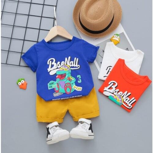 Baby Summer Clothing Set Infant Boys Girls Cartoon Clothing Fashion Cotton T-shirt+shorts 2pcs Kids Boys Tracksuit