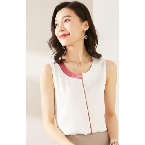 New Women Silk Camis Natural silk Solid Basic Comfortable Silk tank tops Spring Summer Patchwork Basic Bottoming Shirt Women