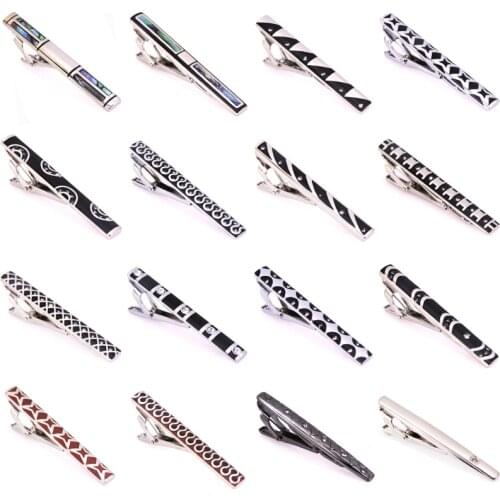 New and high quality Hand carving Coloring white crystal tie clip fashion style gold silvery and black mens business tie pin