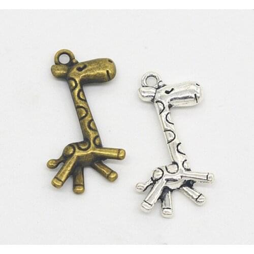 NEW 4pcs/lot 29x15x4mm Two Colors Plated Giraffe Charms Pendant For Making DIY Handmade Jewelry