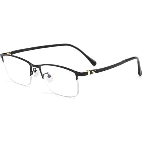 Business Men Titanium Alloy Semi Frameless Glasses Frame S41008 Big Face Suitable Classic Males Spectacles Prescription Frames