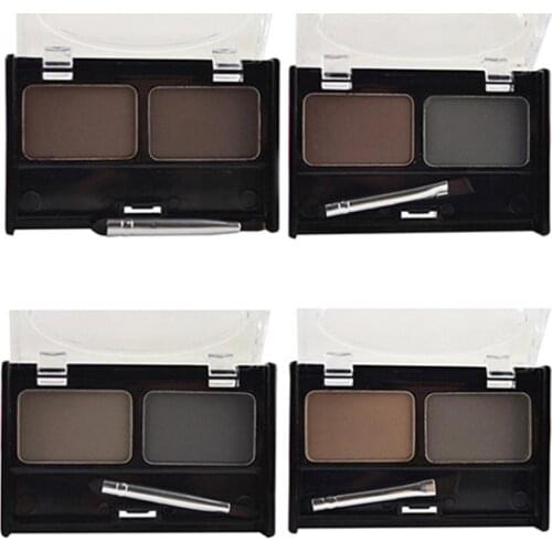 2 Colors Natural Long Lasting Palette Brown Eye Brow Enhancers Powder Cosmetic Brush Eyebrow Cake Makeup Palette Set