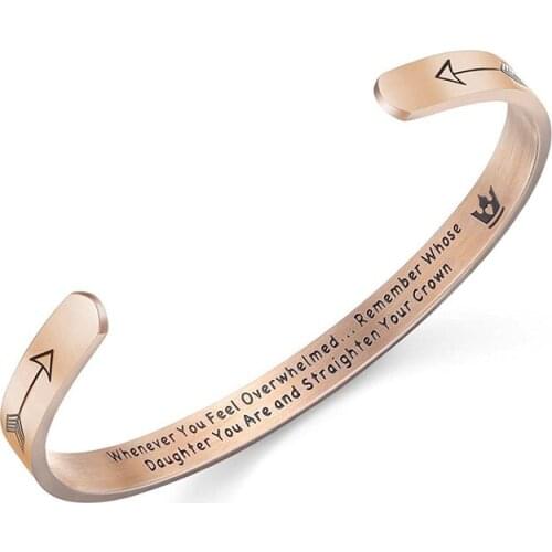 Stainless Steel Jewelry Gift For Sister Cuff Bracelet Whenever You Feel Overwhelmed Remember Whose Daughter...... Crown