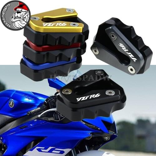 Motorcycle CNC Kickstand Foot Side Stand Extension Pad Enlarge Stand Plate for YAMAHA YZF R6 YZF-R6 YZFR6 2020-2021