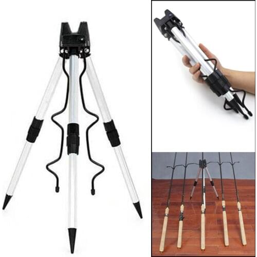 Practical Aluminum Alloy Telescopic 5 / 7 Groove Fishing Rods Holder Collapsible Tripod Stand Sea Fishing Pole Bracket