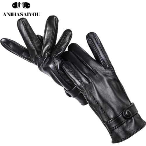 Simple mens leather gloves Stripes on both sides touch gloves,Brand sheepskin mens gloves,warm winter gloves for men -2013