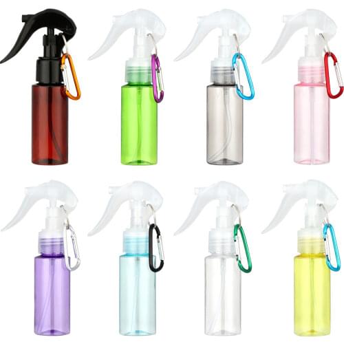 60ML Transparent Plastic Trigger Spray Bottles With Carabiner Hook Travel Portable Refillable Container Makeup Moisture Atomizer