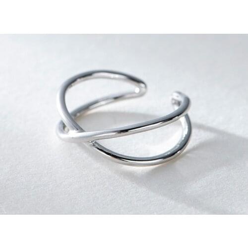 Luxury Jewelry Trendy Silver Color Antique Layer Cross Rings For Women Ladies Large Adjustable Size Ring Joyas De Plata