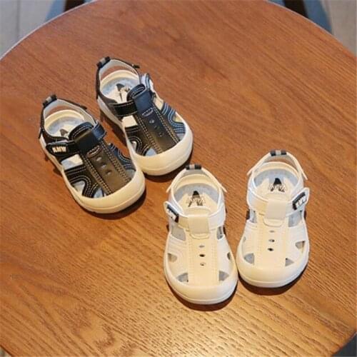 2021 Baby boy sandals Baby Baotou Kick-proof Sandals Children Breathable Shoes Soft Bottom Non-slip Sandals baby toddler shoes