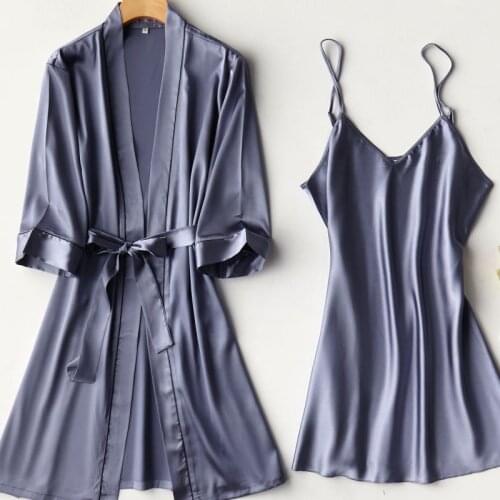 Bride Bridesmaid Wedding Robe Silky Intimate Lingerie Satin Nightdress Summer New Women 2PCS Sleepwear Nightwear Soft Homewear