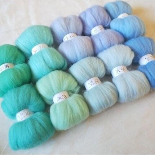 Wool Fibre Roving Sewing For Needle Felting wool Crafts blue 10g 20g 50g