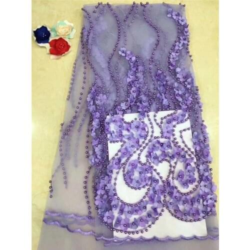 Pretty lovely 3d flower embroidery net lace JRB-121111 soft tulle mesh lace with beads