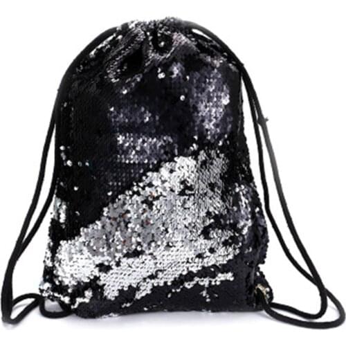 Sequin Drawstring Bags Reversible Sequin Backpack Glittering Shoulder Bags for Girls Women Best Sale-WT