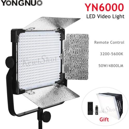 YONGNUO YN6000 3200-5600K LED Video Light Photography Lamp Large Light Board With Softbox For Studio Makeup TikTok Vlog Movie