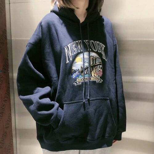 UNUTH Girls Oversize Embroidery Sweatshirts 2021 Spring-Autumn Fashion Ladies Soft Cotton Thick Pullovers Vintage Women Chic