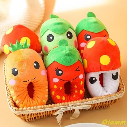 Children Cute Plush Pitaya Slippers Dragon Fruit Avocado Slipper Pineapple Kids House Shoes Bedroom Home Slipper