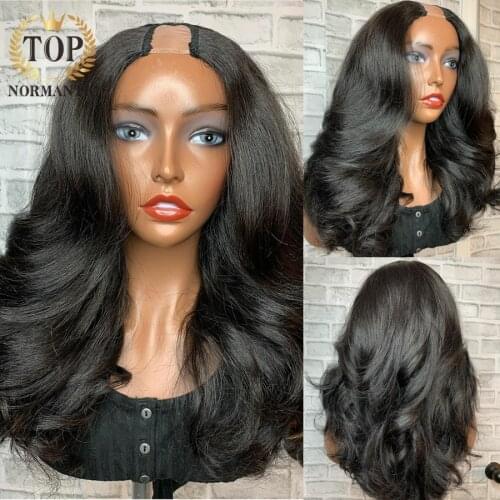 Topnormantic Body Wave U Part Wig Glueless Human Hair Wigs Brazilian Remy Hair 180 Density Loose Deep Wave Middle Part Wigs