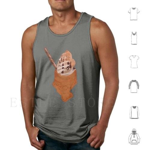Chocolate Taiyaki Ice Cream Dessert Tank Tops Vest Sleeveless Taiyaki Dessert Icecream