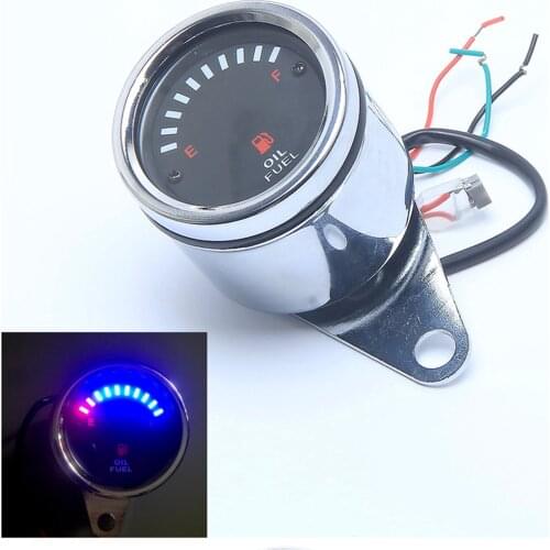 2.56 inch Universal Motorcycle Electrical Fuel Level Gauge 12V (Chrome Bezel)
