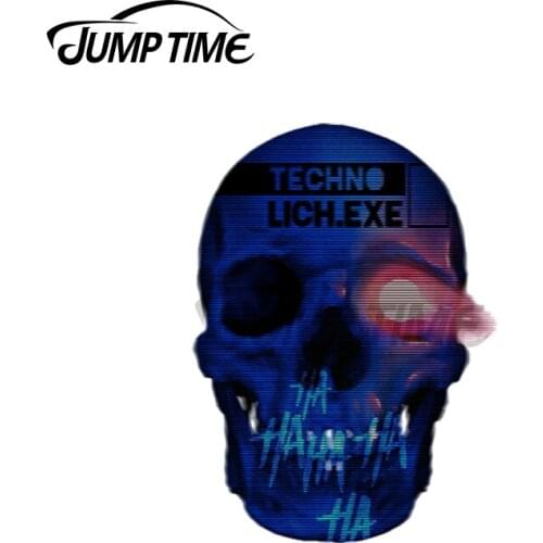 Jump Time 13 x 6.8cm For TECHNO LICH EXE Skull Waterproof Laptop Windows Car Stickers Refrigerator Cartoon Decal VAN Graphics
