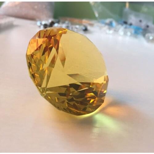 High Quality 40mm Yellow 4pcs/Lot Crystal Diamond Crystal Feng Shui Crafts for Home Wedding Decor Birthday Gifts Sovenir