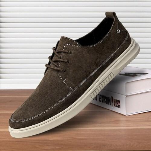 Suede Men Quality Shoes High Leather Soft Shoes Men Casual Shoes Spring Lace-up Style Mens Sneakers