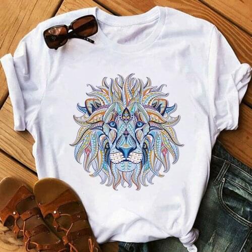 Ladies Shirt Women Clothes Graphic Hipster T shirt Harajuku Fashion Cool Lion Print Tshirt Graphic Tee Tops