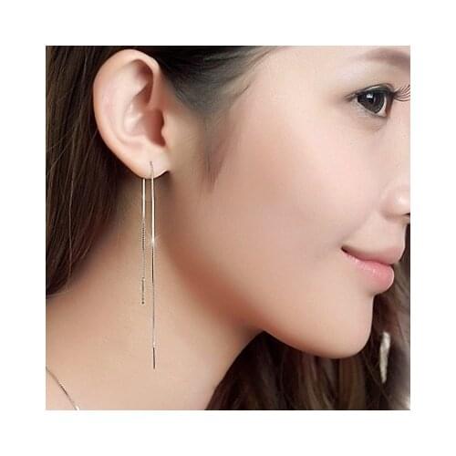 S925 sterling silver ear line long simple earrings with tassel silver earrings hypoallergenic earrings for female gifts