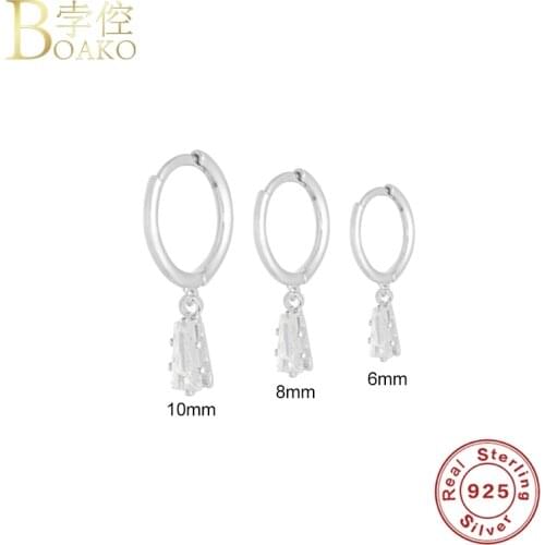 BOAKO Fashion All-Match Earrings Hoops 925 Sterling Silver Earrings For Women Fashionable Diamond Silver Jewelry Earring