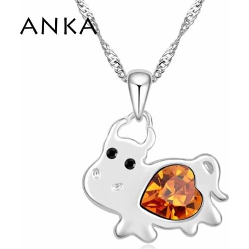 ANKA chinese zodiac crystal ox necklace birthday gift hot trendy for women gift jewelry Crystals from Austria #106703