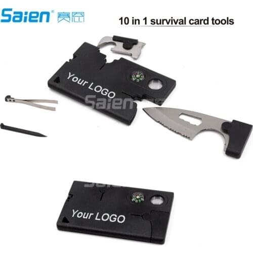 10pcs Swiss Card Black Swiss Army Knife New 10 in 1 Multi Purpose Pocket Credit Card Survival Knife Outdoor Hunting Camping Tool