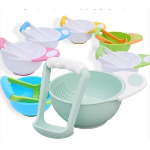 50set 2pcs/set Baby Food Mills and Container Bowl Set Manual Grinding Dishes Baby Food Maker Tool Feeding Bowl