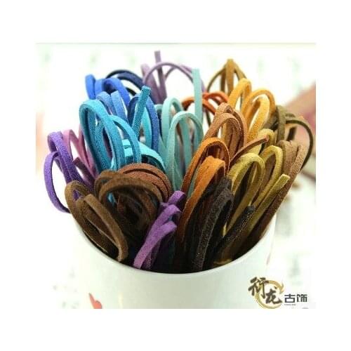 60M/lot 3mm Mix Colors Suede Flat Leather Cord Bracelet Faux Velvet Cords Rope Thread String Necklace DIY Jewelry Findings 1901