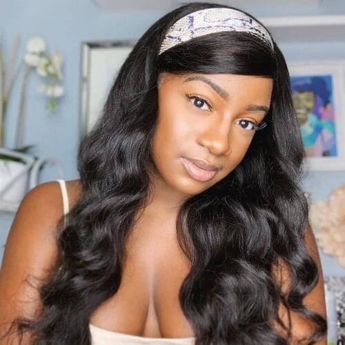 Brazilian Body Wave Headband Wig 10"-26" No Glue Human Hair Wigs 150% Density Ali Julia Virgin Hair Scarf Wig Easy to Install