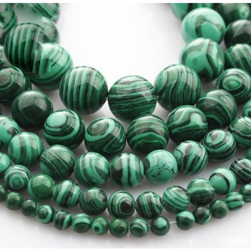 15"(38cm) Strand Round Green Malachite Stone Rocks 4mm 6mm 8mm 10mm 12mm Beads lot for Jewelry Making DIY Bracelet Findings