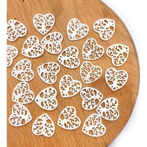 2Pcs/pack Top Sell Natural Freshwater Pearl Shell Loose Beads Heart Shaped White Color 16mm DIY for Making Necklace Bracelets