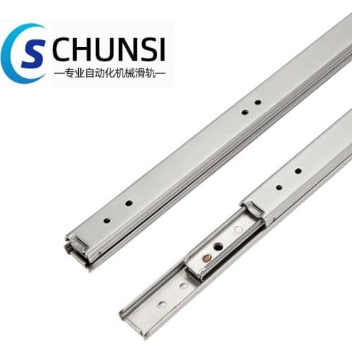 CHUNSI Light-Duty Type For Robots, 20mm Wide, Three-Section SUS304 Stainless Steel, Fully Exhibited Non-Detachable Drawer Slides
