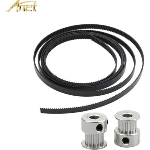 Anet 3d printer Parts 1.7M Timing Belt Width 6mm Belt+2pcs Aluminum GT2 16T 6mm Bore Pulley for Reprap Anet DIY 3d Printer