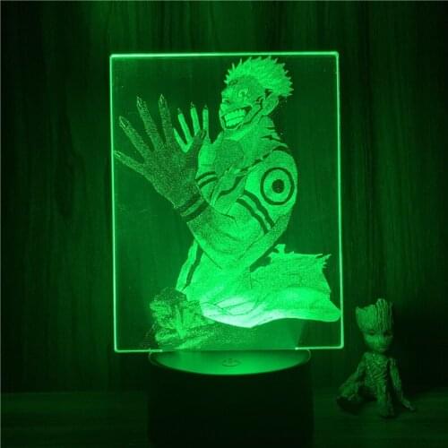 Jujutsu Kaisen Ryomen Sukuna Evil 3D Lamp Action Figure Animated Real Ver. LED NightLight 7 Colors Touch Decor Night Gift Model