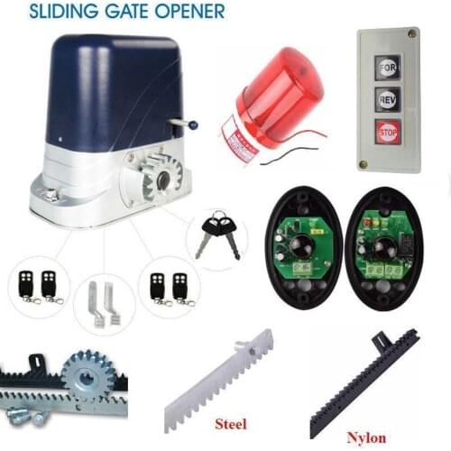 Home automation 6m racks 4 remote controls electric sliding gate motors 800kg 1800lbs with strobe push button gate photocell