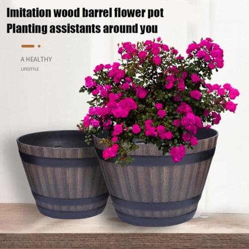 Spot Resin Whiskey Barrel Flower Pot Round Planter Indoor Outdoor Garden Yard Patio Hogard