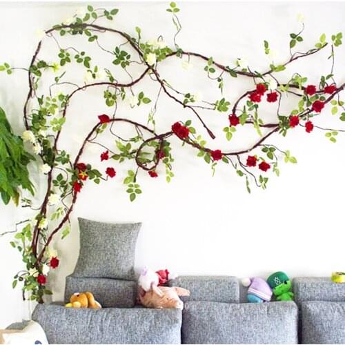 300CM Silk Roses Lvy Vine Artificial Flowers Romatic Arch Wedding Decoration Fake Flowers Rattan Wall Hanging Garland Home Decor