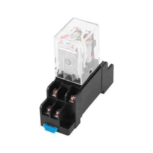 JQX-13FL AC24V Coil 8 Screw Terminals DPDT 35mm DIN Rail Power Relay w Socket