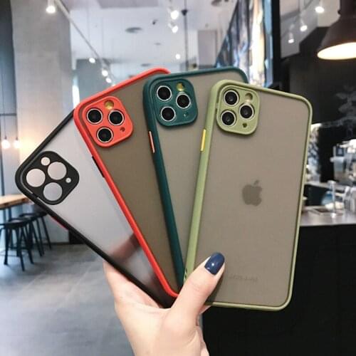 Matte Transparent Shockproof Phone Case For iPhone 11 Pro Max 12 Mini X XR XS 7 8 Plus 6S SE Camera Protection Bumper Back Cover