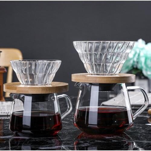 Coffee Filter Coffee Maker Set V60 Glass Coffee Dripper Coffee Moka Sharing Pot Brew Coffee Filter Funnel Reusable Coffee Jug