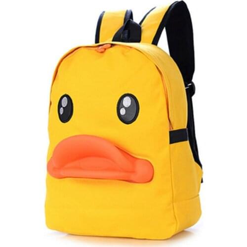 New Style School Backpack Womens Small Yellow Duck Shoulder Bag Canvas Cute Student Backpack Fashion Large Capacity Girls Bag