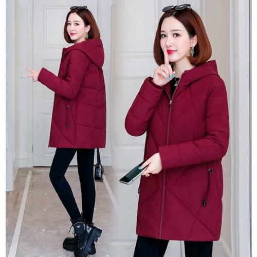 Plus Size XL-4XL Autumn Winter Coats Womens Hooded Casual Jackets Oversized Female Clothes Thick Warm Outerwear