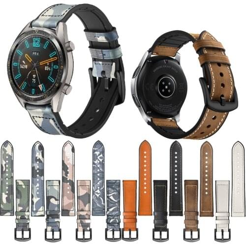 Silicone Camouflage leather Wristband for Huawei Watch GT 2 42/GT2e/Honor ES bracelet Quick installation smart watch accessories